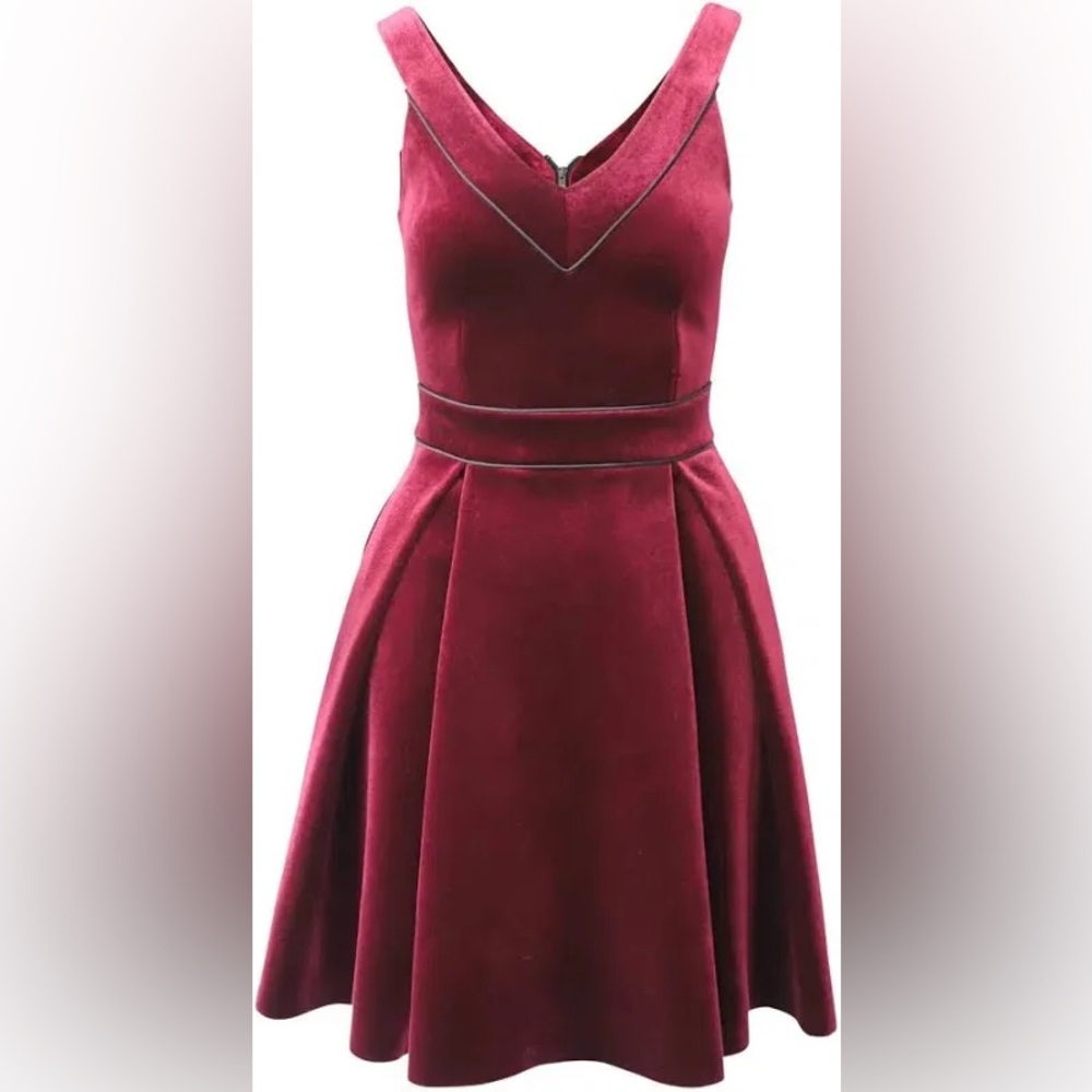 Maje- Burgundy Velvet mini dress